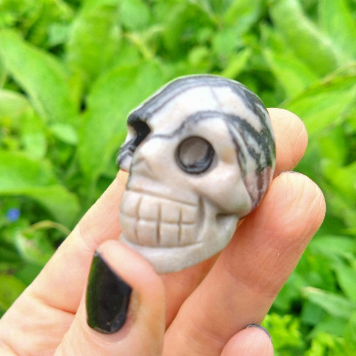 Net Jasper Skull Carving